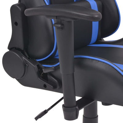 kontorstol i racerdesign med lænefunktion og fodstøtte blå