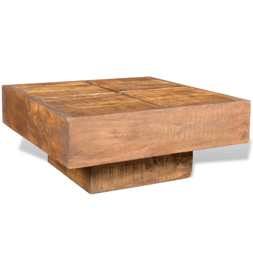 sofabord firkantet massivt mangotræ brun