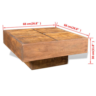 sofabord firkantet massivt mangotræ brun