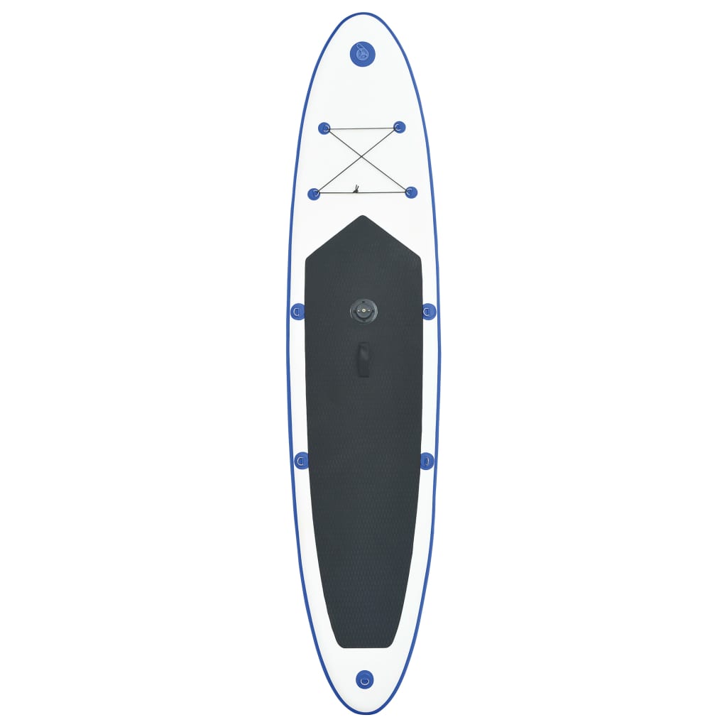 oppusteligt paddleboard med sejl blå og hvid