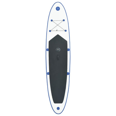 oppusteligt paddleboard med sejl blå og hvid