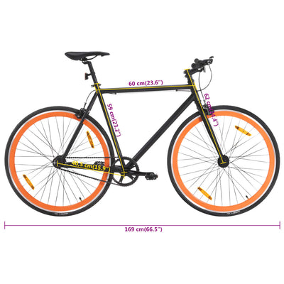 cykel 1 gear 700c 59 cm sort og orange