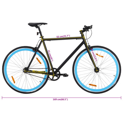 cykel 1 gear 700c 51 cm sort og blå