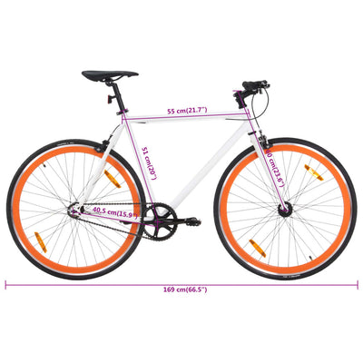 cykel 1 gear 700c 51 cm hvid og orange