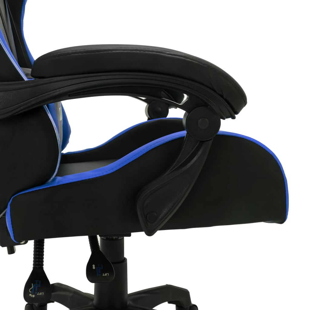 gamingstol m. LED-lys RGB-farver kunstlæder blå og sort