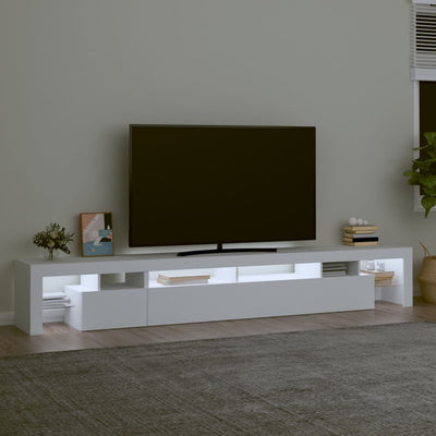 tv-skab med LED-lys 260x36,5x40 cm hvid