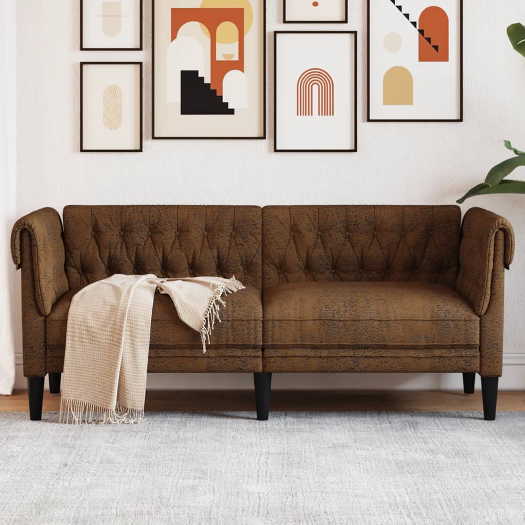 2-personers Chesterfield-sofa stof brun