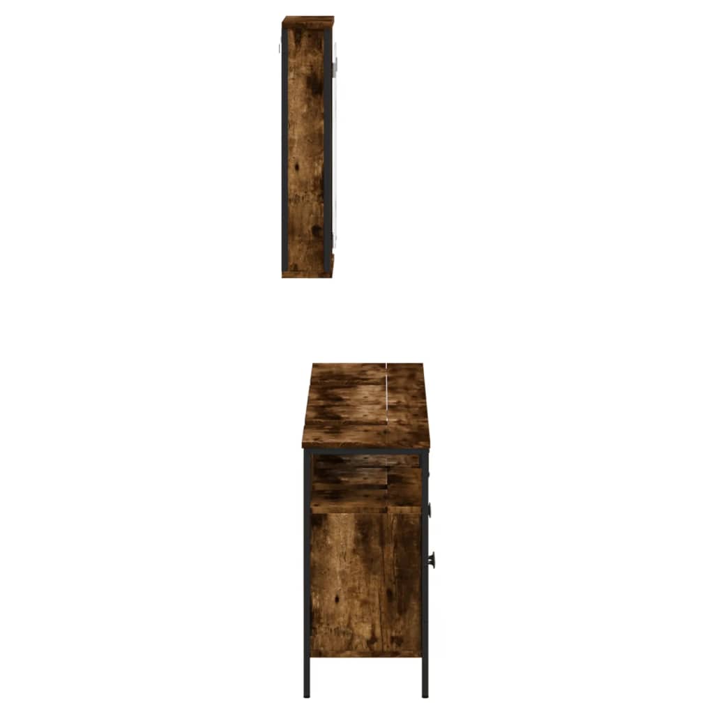 møbelsæt til badeværelse 3 dele konstrueret træ røget sonoma-eg