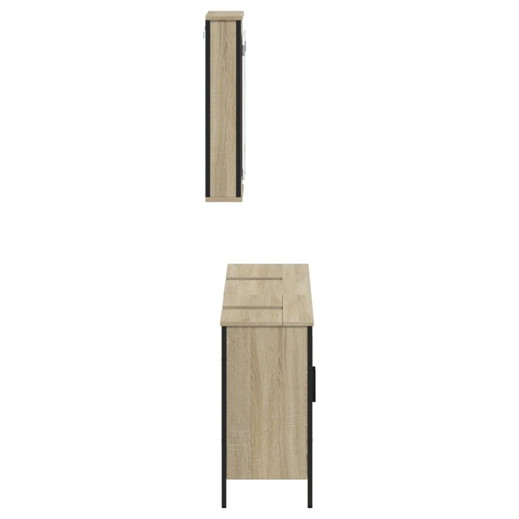 møbelsæt til badeværelse 3 dele konstrueret træ sonoma-eg