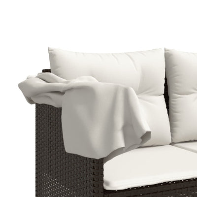 loungesofa med baldakin og hynder polyrattan brun