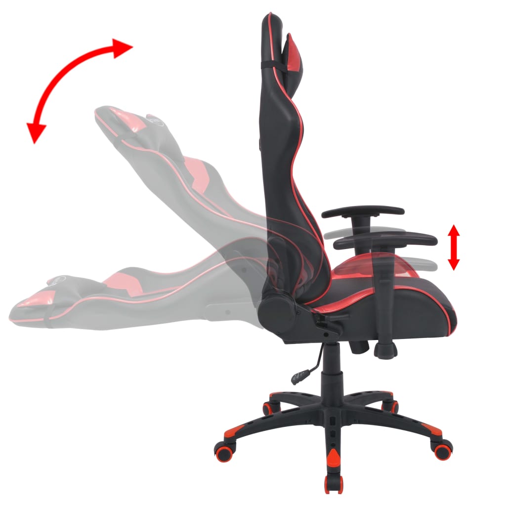 racer-kontorstol med lænefunktion i rødt kunstlæder