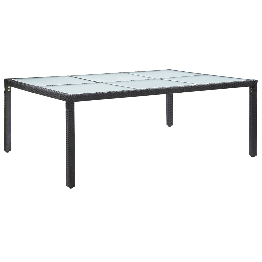 udendørs spisebord 200x150x74 cm polyrattan sort