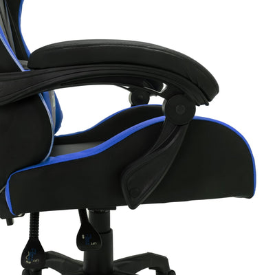 gamingstol m. LED-lys RGB-farver kunstlæder blå og sort