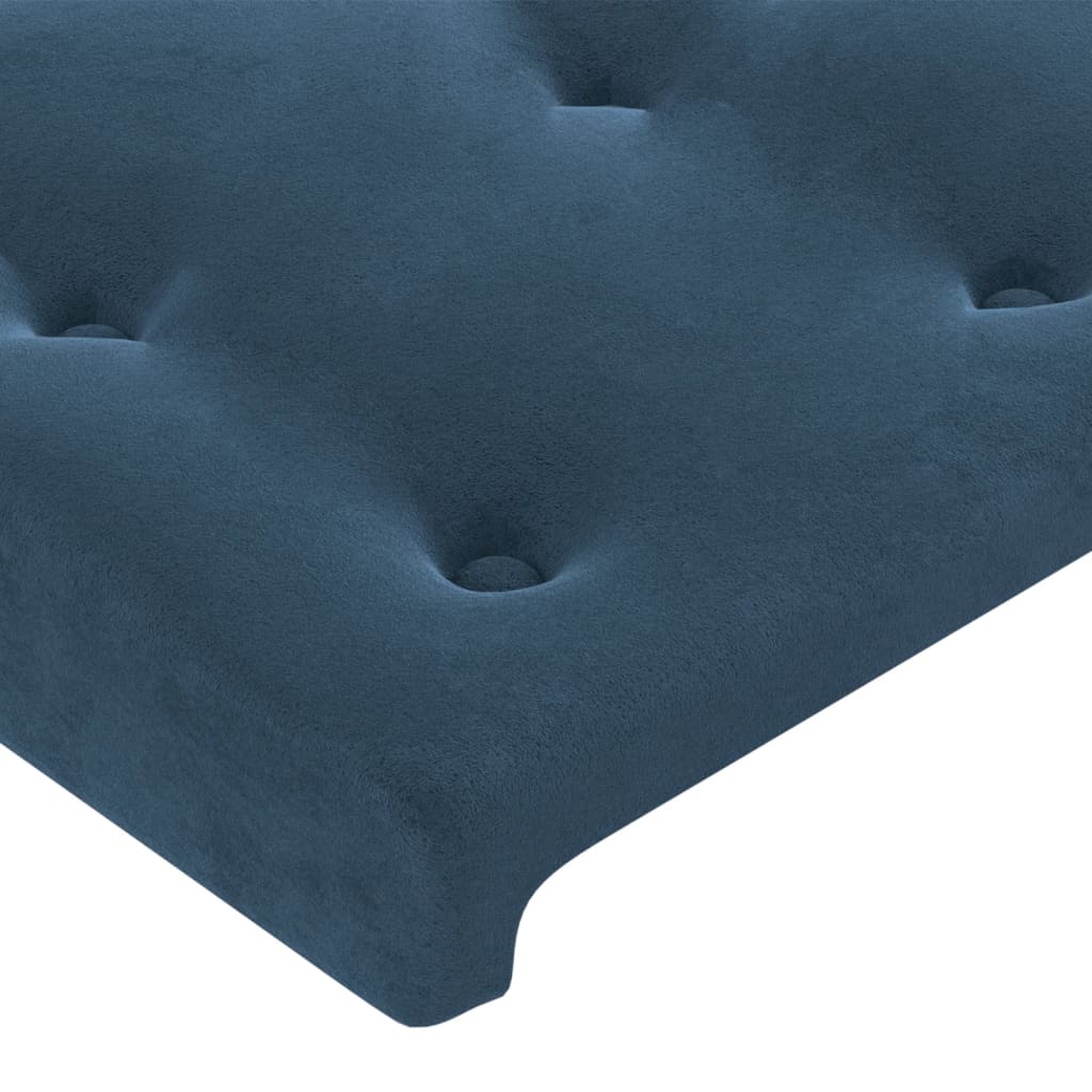 sengegavl med kanter 183x23x118/128 cm fløjl mørkeblå