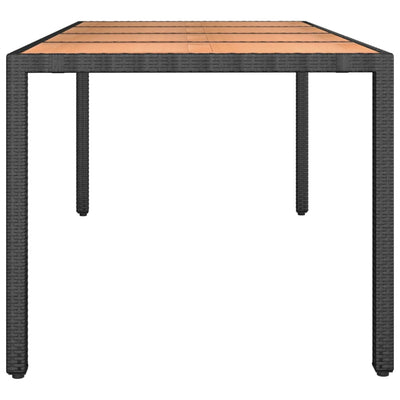 havebord med træbordplade polyrattan og massivt akacietræ sort