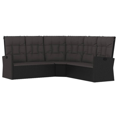 hjørnemodul til sofa med hynder polyrattan sort