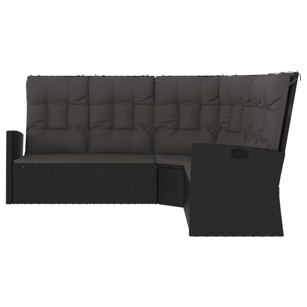 hjørnemodul til sofa med hynder polyrattan sort