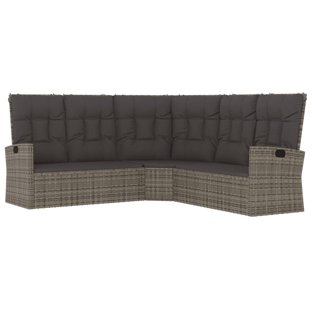 hjørnemodul til sofa med hynder polyrattan grå