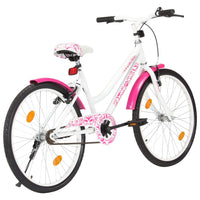 børnecykel 24 tommer lyserød og hvid