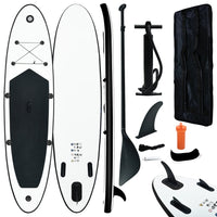oppusteligt paddleboardsæt sort og hvid